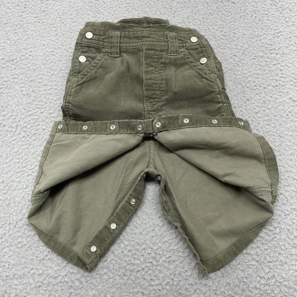 Old Navy Corduroy Bibs Baby 6/12 month Green Cargo Overalls Pockets Pants Unisex